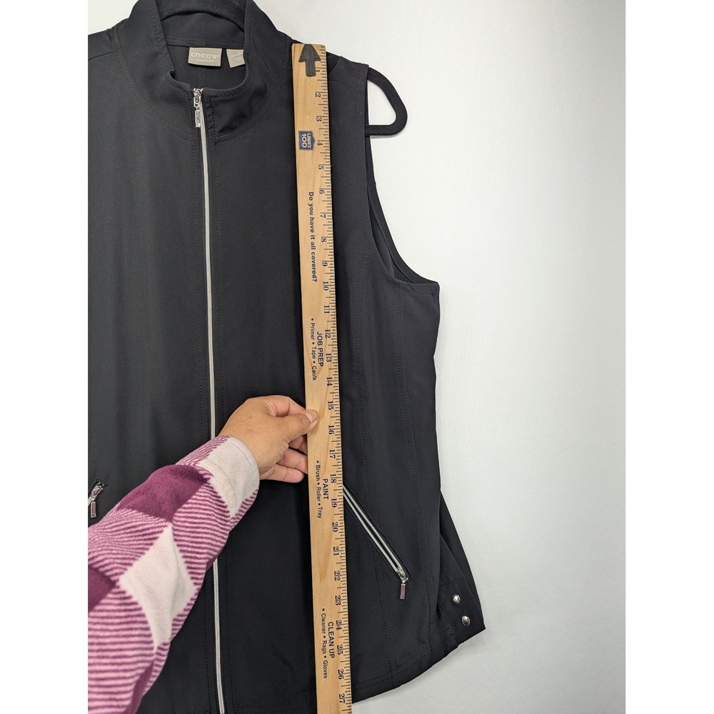 Chico's Zenergy Black Full Zip Mock Neck Vest Womens Size 2 L 12/14 Activewear - Picture 4 of 6